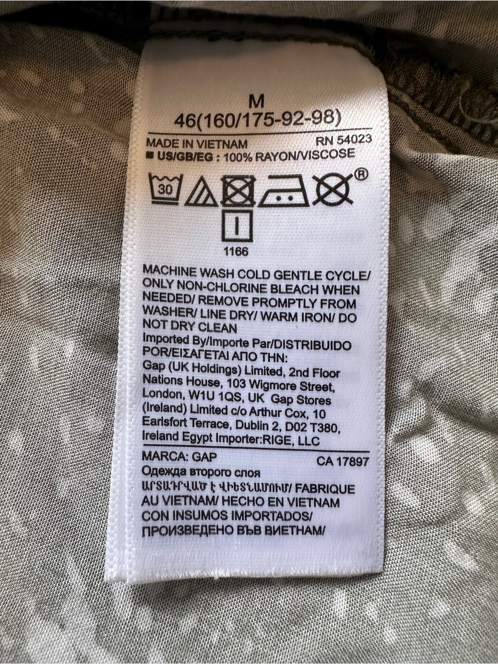 GAP Olive Green Sleeveless Midi Dress with White Abstract Print - Picture 8 of 8